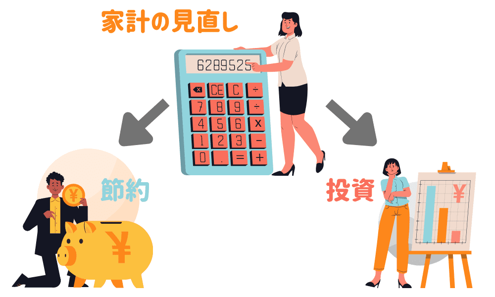 家計の見直しから節約や投資を考えるイメージ画像